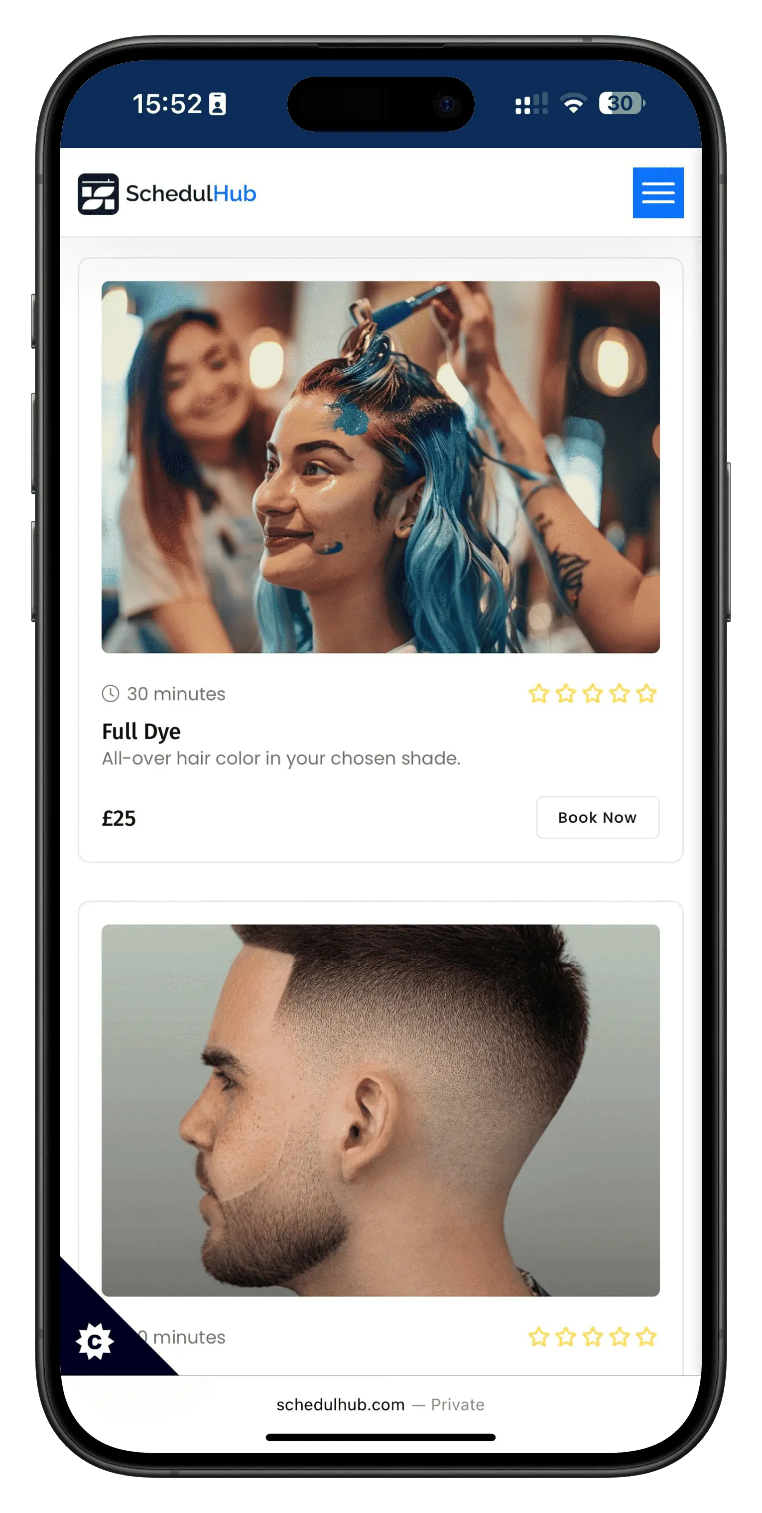 Booking page example