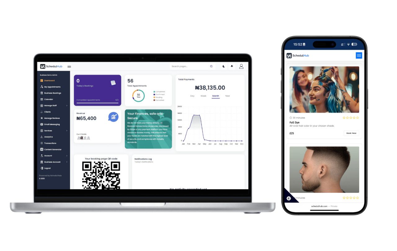SchedulHub dashboard interface